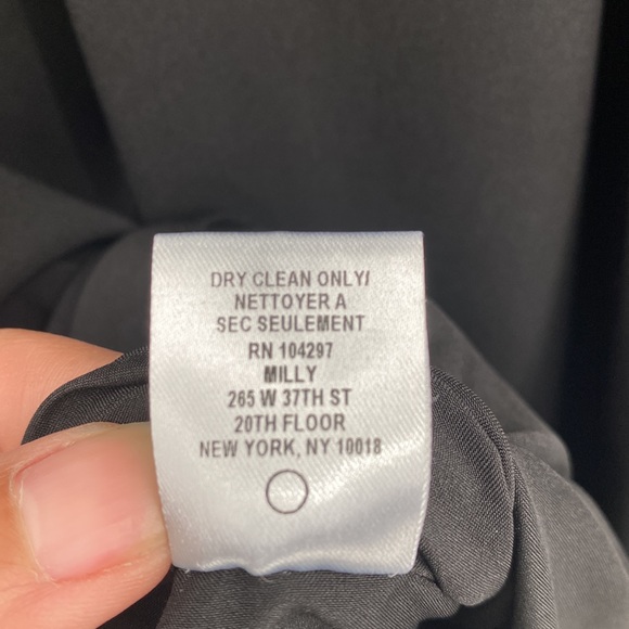 Milly Halter Neck Cascade Back Dress Solid Black Flowy Cocktail Event Size 8 - Picture 10 of 11